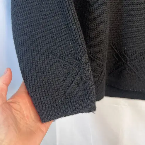 Richard Stapf & Co 100% New Wool Black Knit Vneck Austrian Ski Sweater S/M