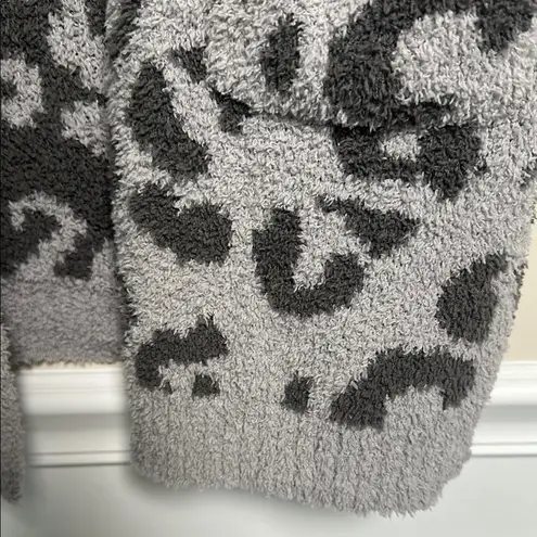 Altar'd State  Gray Cozy Leopard Teddy Cardigan Size Medium