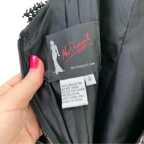 Mac Duggal Evening Black/Nude Lace Open Back High Neck Cap Sleeve Gown