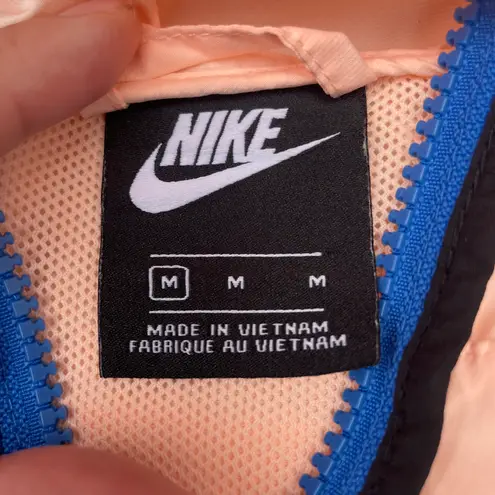 Nike Blue Pink Colorblock Zip Up Windbreaker Hoodie Jacket