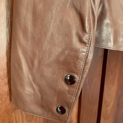 Frame Leather Jacket Snap Front Brown Size Small