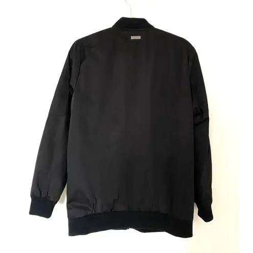 Bernardo Black Bomber Water Resistant Full Zip Ribbed Trim Relaxed Fit Jacket L