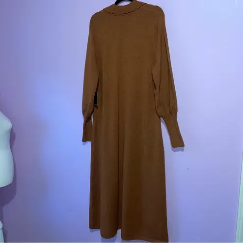 Eloquii NEW Puff Sleeve Collared Sweater Dress Women Size 18/20 Neutral Office