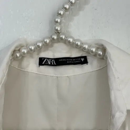 ZARA  Short Linen Blend Dress With Cut-Out Oyster White 4661/145 size XS