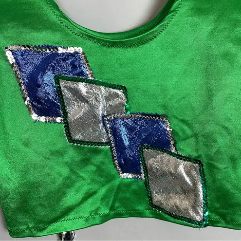 Cheerleader Top Halloween Costume Handmade Cropped Green Kites Shirt Sleeveless