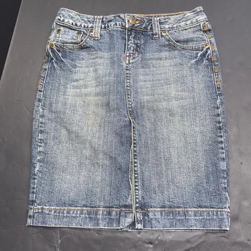 Vintage Y2K Nobo No Boundaries Denim Cowgirl Equestrian Embroidered Mini Skirt 5 Blue