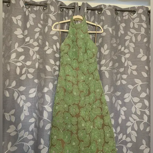 HELSI Marcella Floral Embellished Halter Gown Green Size M