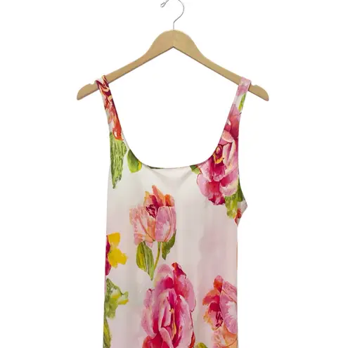 Natori South Pacific Floral Robe & Slip Nightgown Set Pink Orange Ivory Size S M Size M