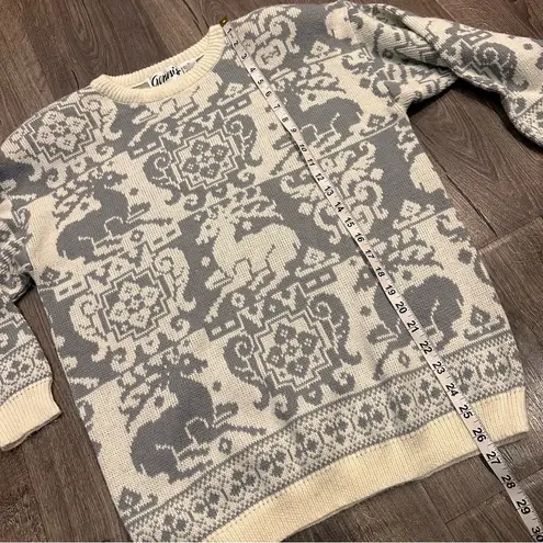 Vintage Genesis Women's Sweater M Fair Isle Nordic Reindeer Holiday Christmas Gray Size M