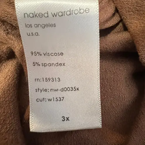 Naked Wardrobe Brown Sleeveless Bodycon Midi Dress Women's 3X Stretch Plus