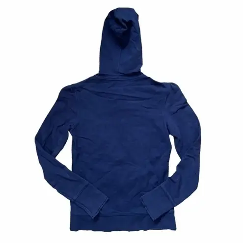 Norma Kamali Navy Blue Raw Hem Zip Hoodie Sweats Jacket