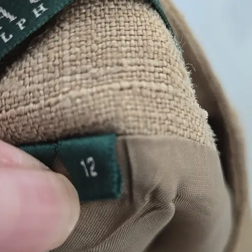 Ralph Lauren  Vintage Silk Tan Suit Blazer Size 12