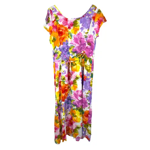 Jams World Sorbet Print Tie Back Floral Maxi Dress Size Large
