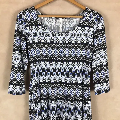Ny Collection Geo-Patterned 3/4-Sleeve Jersey Dress NWT Medium Petite