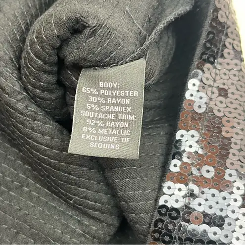 Investments Black Sequin Top Short Sleeve Squiggle Size Small NEW *FACTORY FLAW