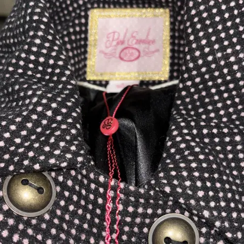 Pink Envelope NEW Large Coat Black pink polka dots Bow back-lined Warm! junior