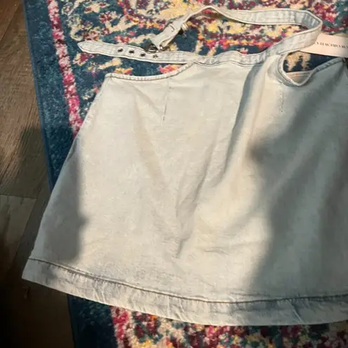 We Wore What Cut Out Light Denim Mini Skirt sz S NWT