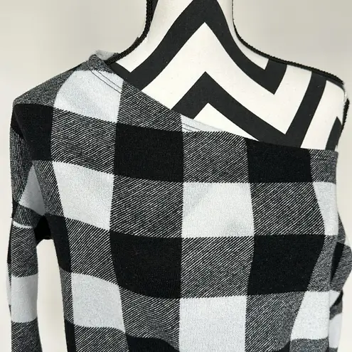 White Birch Buffalo Print Off Shoulder Sweater Sz S