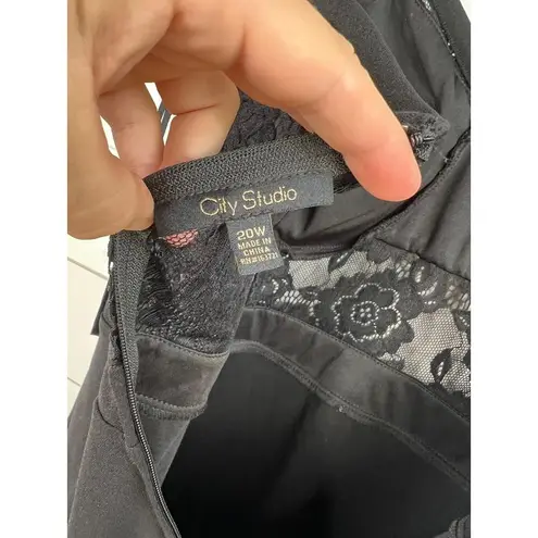 City Studio Black Lace Corset Bodice Spaghetti Straps ALine Dress Plus Size 20W