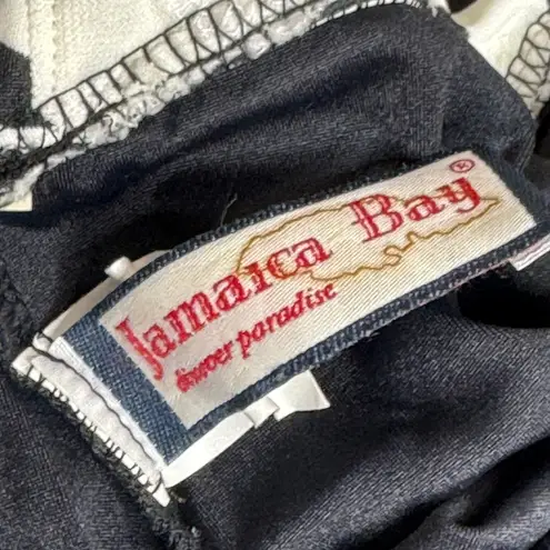 Jamaica Bay Tropical Halter Tankini Swim Top Size 10 Padded Vintage Black