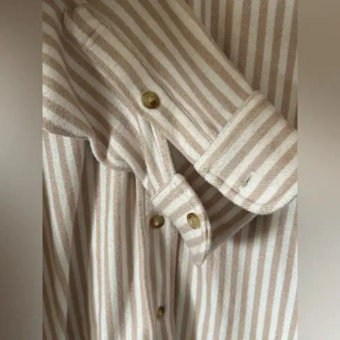 Faherty Legend Sweater Shirt Tannin Stripe sz large