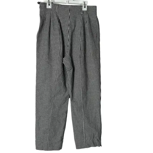 ESCADA‎ High Rise Crop Pants Womens 38 Black White Gingham Plaid Preppy Academia