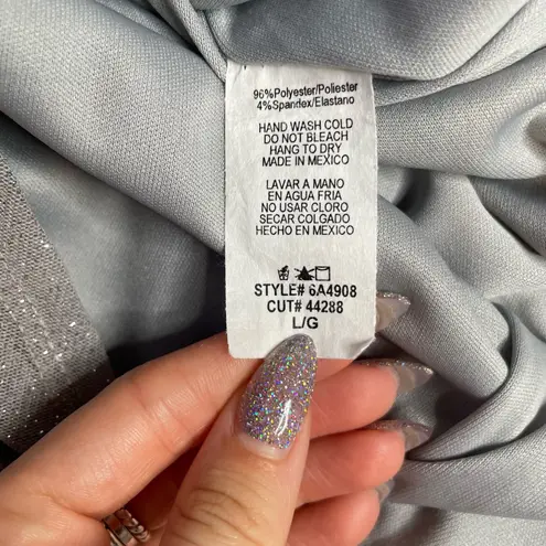 7DAY WKND Large Silver A Line Midi Dress NYE Glitter Sparkle Tank Grey Prom