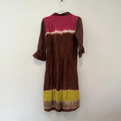 Roberta Freymann Womens Pure Linen Ombre Print Dress Size Small 1636