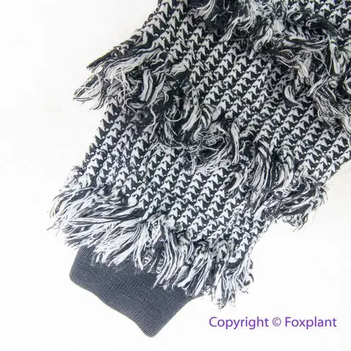 Vintage Paula Sweet sweater Jacket 100% cotton fringe, black white grey, size M Size M