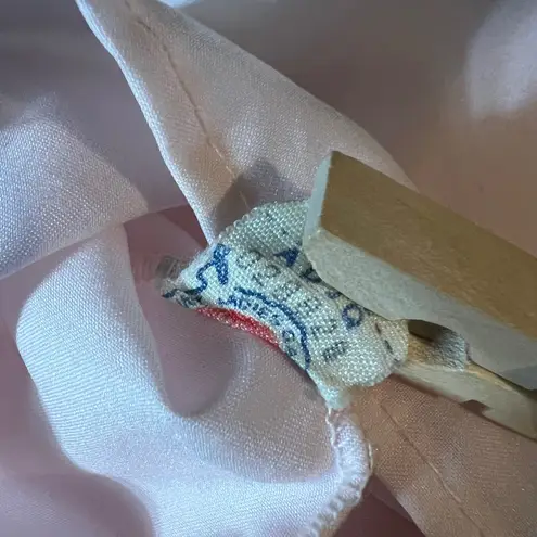 Vintage Brian Michele Ruffle Front Blouse 40 Lace Trim Pink Union Made High Neck