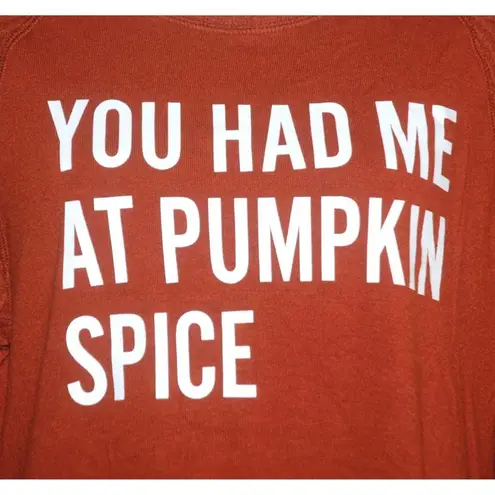 Thanksgiving Fall Shirt Top Size L Long Waffle Sleeve You Had Me at Pumpkin Spice Orange Size L