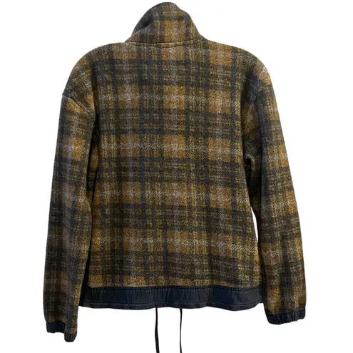 Stoic Women's XS Plaid Fleece Pullover Jacket with Sherpa Collar Yellow