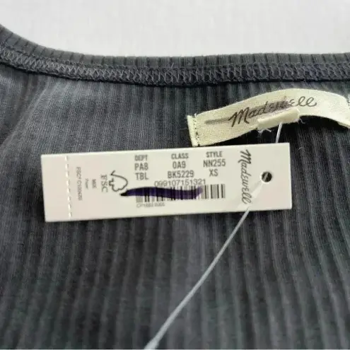 Madewell  Square Neck Long Sleeve Crop Tee in Sleekhold Black XS NWT