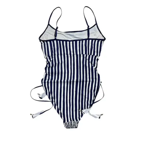 Anne cole *Studio Swimsuit Womens Size 14 Blue White Smocked One Piece Beach