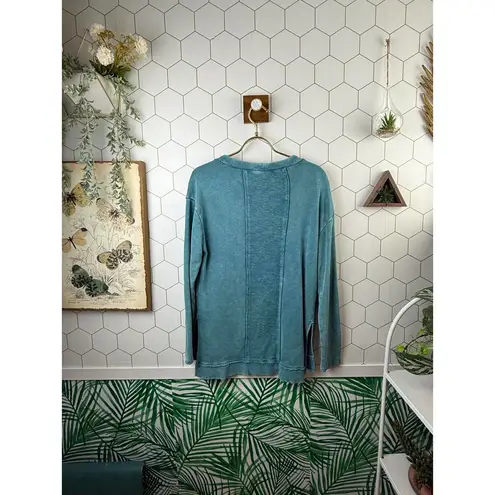 Pilcro from Anthropologie Teal Imogen Seamed Tunic Sweatshirt - Size - XS
