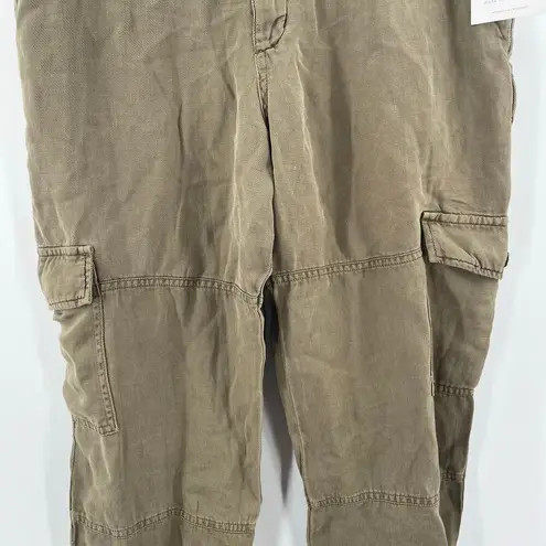 Bella Dahl Sienna Pants Size 31 NWT Rolled Cargo Linen Blend Jogger Green Casual