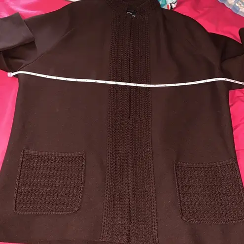 Hedy Knits vintage brown knit open blazer jacket Size L
