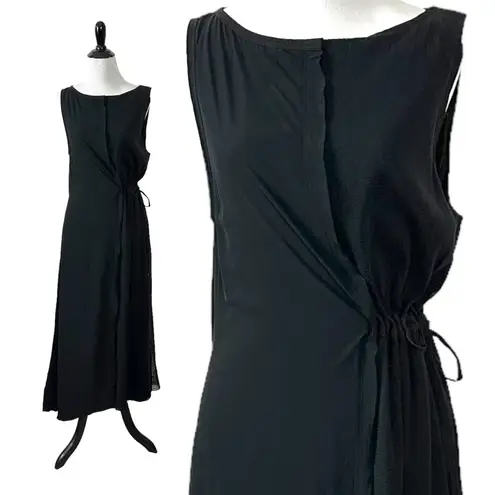 Diesel Subversive Black Maxi Dress Medium Cinch Waist Grunge Goth Mesh Y2K