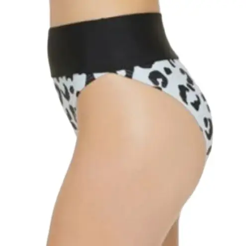 DKNY  Women's Blue Leopard Print High Waist Bikini
Bottoms Blue Black Size XS NWT