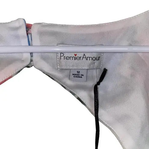 Premier Amour Women's 12 Pastel Colored Floral Pleated Maxi Dress Puff Sleeves