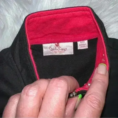 Quacker Factory Knit Multi Crystal Accent Vest Black & Red XXS