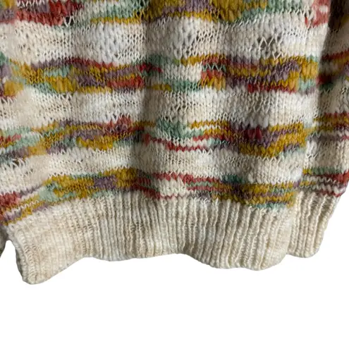 Dear John Jasmine Novelty Stripe Knit Cream Multi Crewneck Pullover Sweater XS