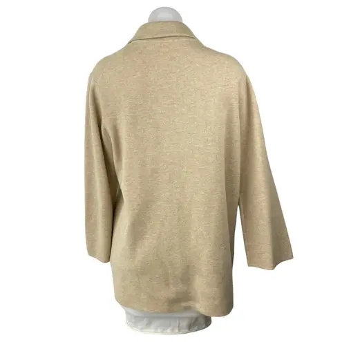 J.Crew Women's Beige Khaki Wool Long Sleeve Pocket Cardigan Blazer Coat Jacket L Size L