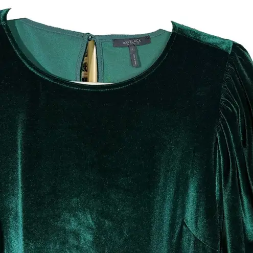 BOBI BLACK Green Velvet Mercy Lantern Sleeve Dress EUC Size L