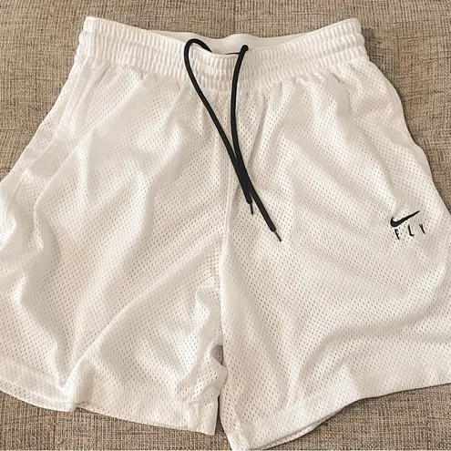 Nike  white Dri-Fit "Swooh Fly" mesh basketball shorts