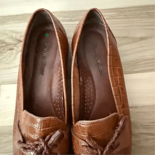 Naturalizer  Women's Brown Leather Croc Embossed Loafer Slip-ons Size 8.5