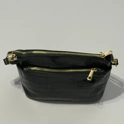 Divina Firenze Green Croc Embossed Leather Shoulder Bag Made in Italy