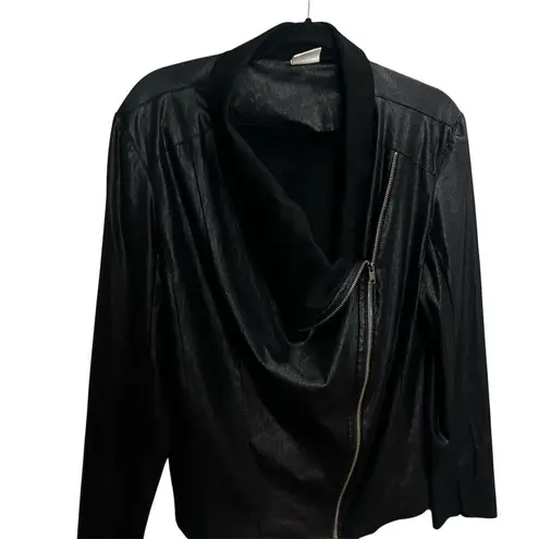 Mote Women's XL Black Faux Leather Moto Jacket Full Zip Lightweight