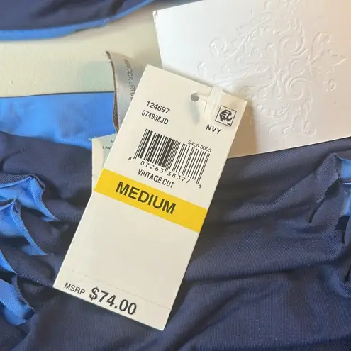 Becca Bikini Women’s Size M Navy and Light Blue Bikini Swim Origami Cutouts Sexy