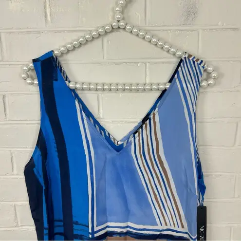 Nic+Zoe NWT Blue Abstract Print Silk Blend Tank Top Size MP